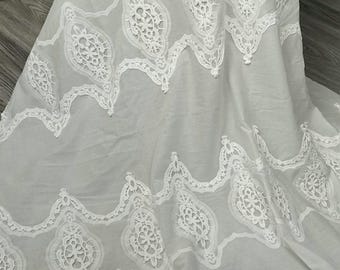 Tela de algodón bordada, tela bordada de algodón para vestidos, ropa, tela de estilo nacional cortada a medida