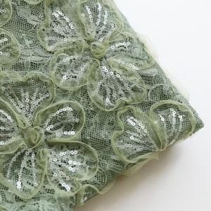 3D Floral Sequins Lace Fabric,Tulle Lace Fabric Exquisite Bridal Lace Wedding Lace By the Yard