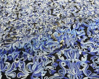 Mesh Lace Flower Fabric Tulle Floral Embroidery ,Bridal Wedding dress By The Yard