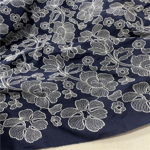 Flower Embroidery Cotton Fabric ,Cotton Embroidered Fabric For Dress,Clothing,National Style Fabric By The Yard