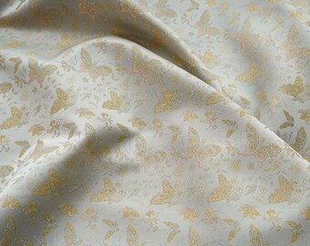 Gold Wire Butterfly Jacquard Fabric，Brocade Fabric By The Yard