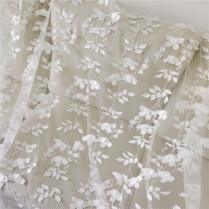 3D Floral Lace fabric,Vintage Lace For Bridal Fabric By The Yard