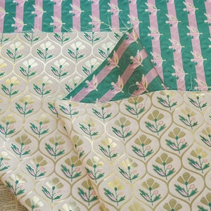 Gold Wire Flower Jacquard Fabric By The Yard