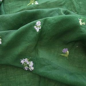 Ramie Flower Embroidery Fabric By the yard