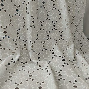 Cotton Eyelet Borders Fabric, Embroidery Cotton Fabric, Hollowed Border Lace Fabric By The Yard