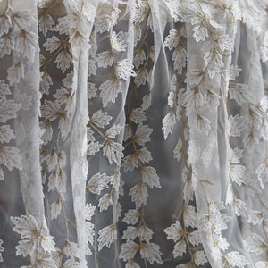 3D Floral Lace Fabric,Ivory Tulle Lace Fabric Exquisite Bridal Lace Wedding Lace