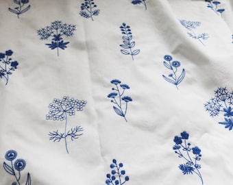 Flower Embroidery Cotton Fabric, National Style Clothing Fabric By The Yard