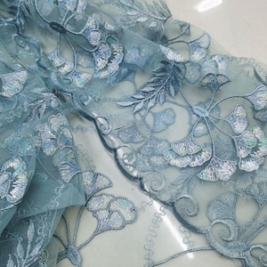 Mesh Lace Fabric Tulle Floral Embroidery ,Bridal Wedding Dress By The yard
