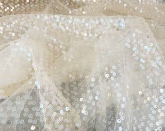 Sequins Lace Fabric,Bridal French Lace For wedding Dress,Embroidery Sequins floral Lace By The Yard