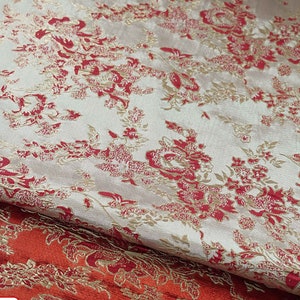 Soft Sheen Flower Jacquard，Gold Yarn Fabric By The Yard