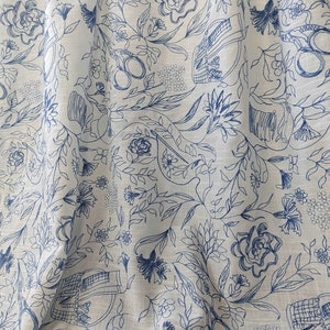 Flower Embroidery Linen Fabric By The Yard