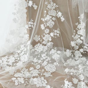 Floral Embroidery Lace Fabric,Bridal Lace Wedding Dress,Kids Dress Fabric,Vintage Lace For Bridal Fabric By The Yard