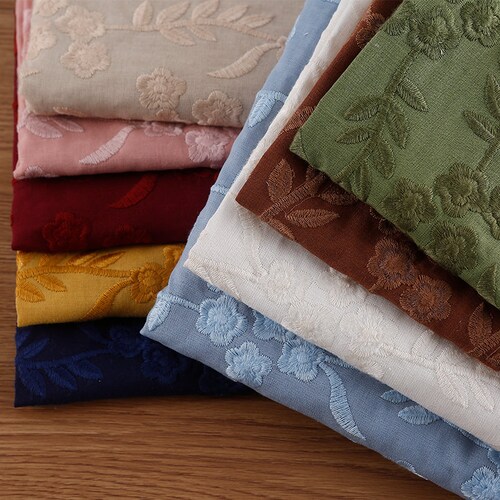 Flower Embroidery Cotton Linen Fabric cotton Linen Etsy