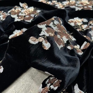 Sequins Silk Velvet Fabric By The Yard