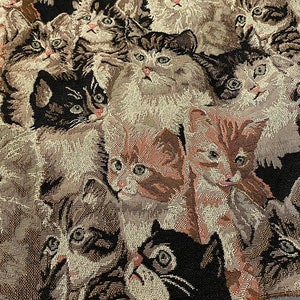 Cat Jacquard Fabric By The Yard image 1