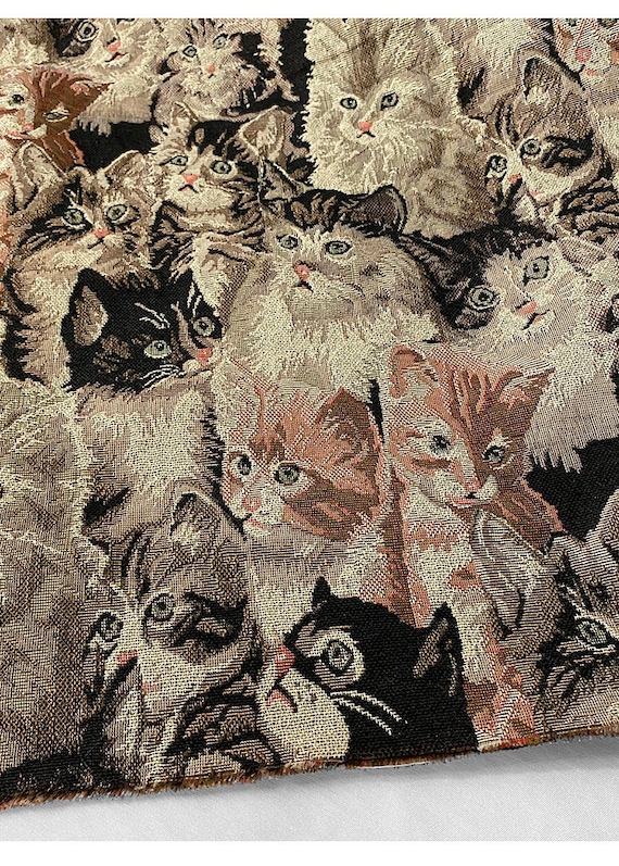 Cat Jacquard Fabric by the Yard Etsy