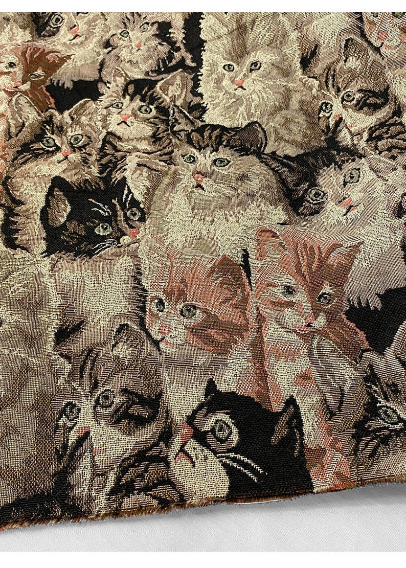 Cat Jacquard Fabric By The Yard image 1