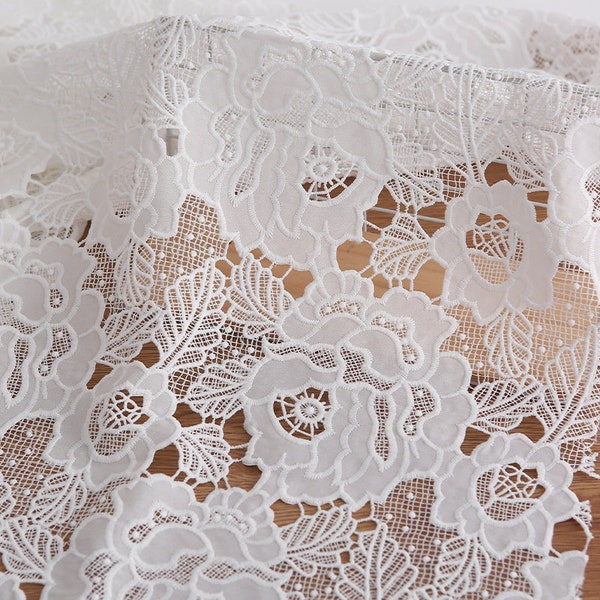 Guipure Flower Forest Embroidered Lace Fabric, Women Dress Lace Embroidery Mesh Fabric By The Yard