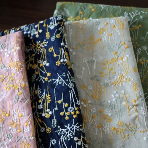 Paisley Embroidery Linen Fabric Embroidered Linen Cotton Etsy