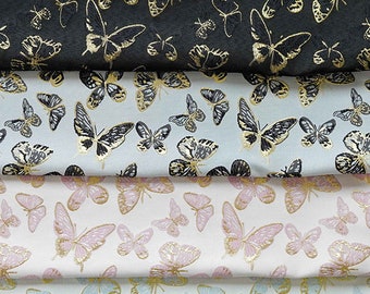 Gold Wire Butterfly Jacquard Fabric，Brocade Fabric By The Yard