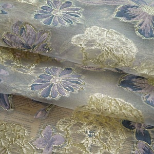 Soft Sheen Flower Jacquard Transparent Fabric By The Yard