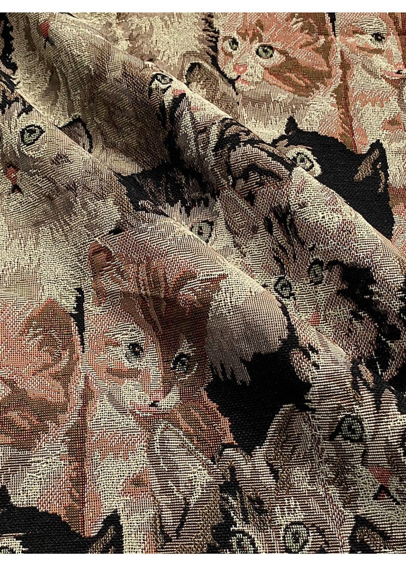 Cat Jacquard Fabric By The Yard image 4