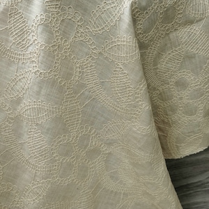 Flower Embroidery Linen Fabric By The Yard