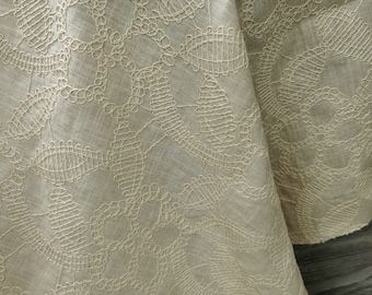 Flower Embroidery Linen Fabric By The Yard
