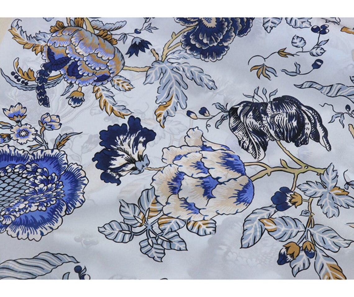 Print Mulberry Silk Fabricflower Silk Fabric by the Yard Etsy