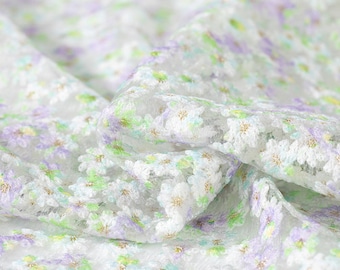 Organza Embroidery Fabric，Bridal Lace Fashion Wedding Dress By The Yard