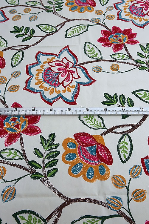 Flower Printed Canvas Fabric By The Yard Etsy