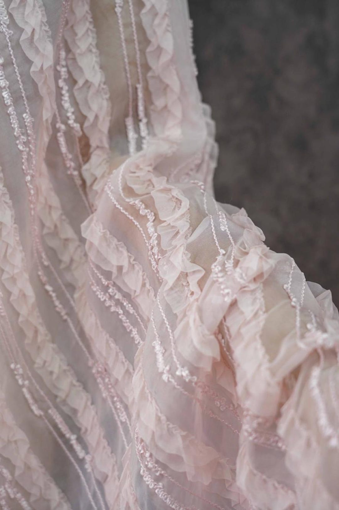 Fabric Flowing Ruffle Embroidered Ruffle Chiffon Fabric, National Style Clothing by the Yard ...