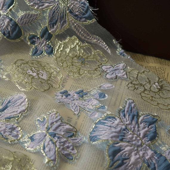 Soft Sheen Flower Jacquard Transparent Fabric by the Yard - Etsy