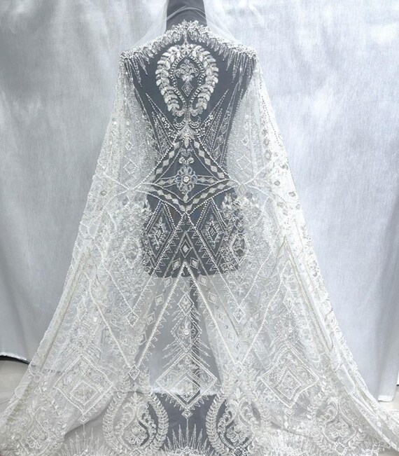 Sequins Embroidery Lace Fabric,bridal Beads Lace Wedding Dress