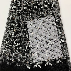Flower Sequins Lace Fabric,Embroidery Sequins floral Lace By The Yard