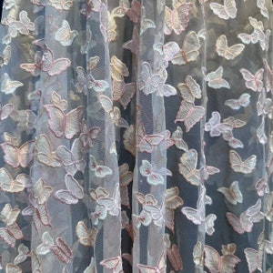 Butterfly Embroidery Mesh Tulle Lace Fabric,Bridal Wedding Dress Fabric By The Yard