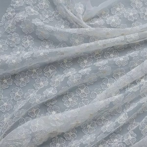 Flower Embroidery Chiffon Fabric By The Yard