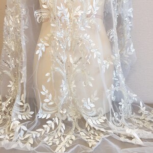 Sequins Lace Fabric,Bridal French Lace For wedding Dress,Embroidery Sequins floral Lace By The Yard