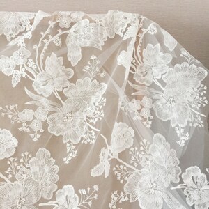 High Quality Flower Embroidery Lace Fabric,Tulle Bridal Lace Wedding Dress,Eyelash Dress Fabric By the yard
