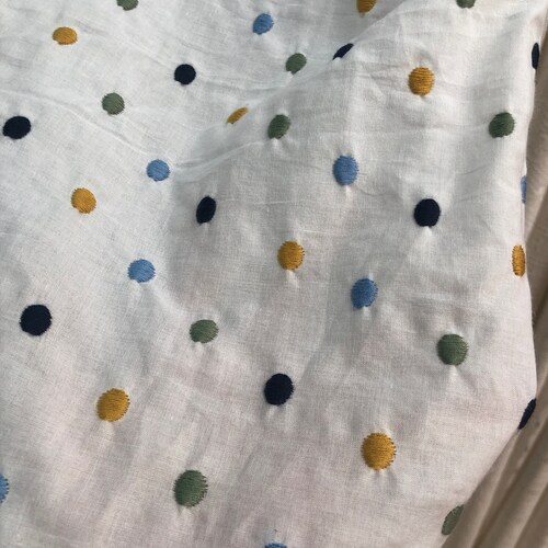 Flower Embroidery Linen Fabric by the Yard Etsy