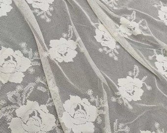 Mesh Lace Fabric Tulle Floral Embroidery ,Bridal Wedding Dress By The yard