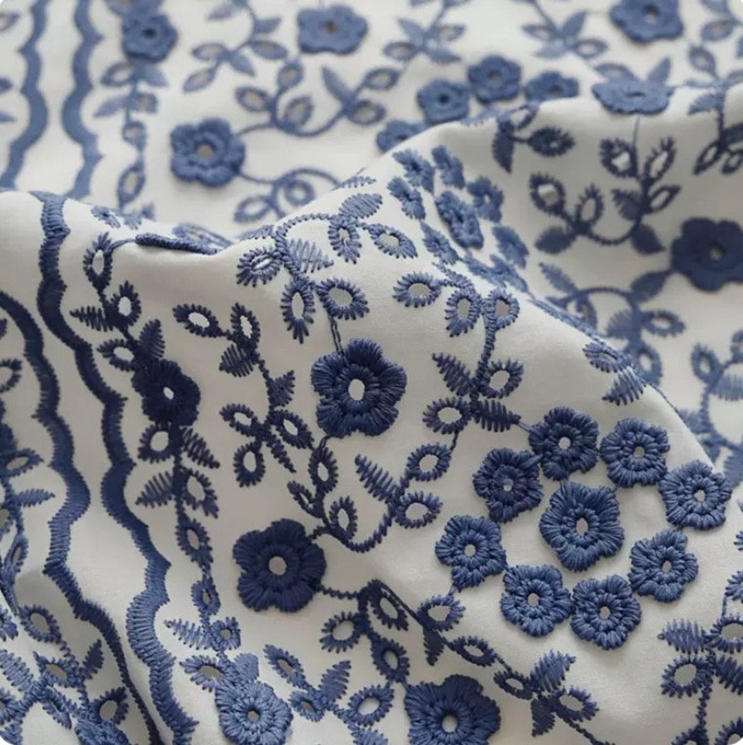Isla Embroidered Flowers Colorblock Edge Hollowed