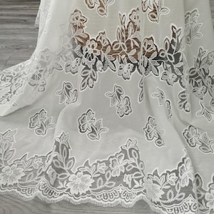 Flower Embroidery Chiffon Fabric By The Yard