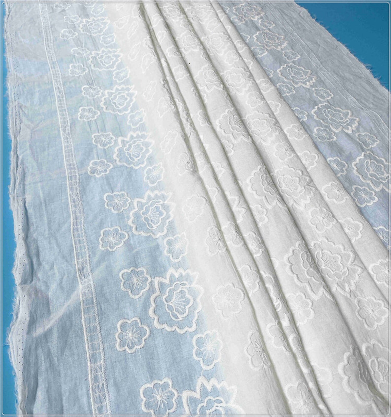 Flower Embroidery Cotton Fabric cotton Embroidered Fabric for Etsy UK