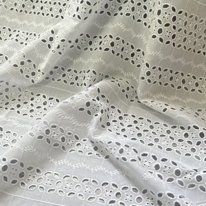 Cotton Eyelet Borders Fabric, Embroidery Cotton Fabric, Hollowed Border Lace Fabric By The Yard