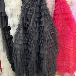 Customize Color- MOQ 5 Yards Tutu Lace Dress Fabric,Bridal Lace Wedding Dress,Ruffle Tulle For Kids Dress Fabric By The Yard