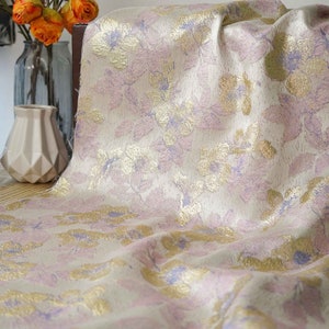 Brocade Fabric,Flower Jacquard Fabric By The Yard