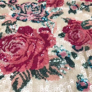 Flower Sequins Lace Fabric,Embroidery Sequins floral Lace By The Yard