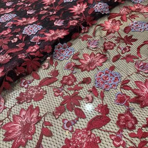 Floral Embroidery Lace Fabric By The Yard