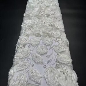 3D Flower Sequins Lace Fabric,Bridal French Lace For wedding Dress,Embroidery Sequins floral Lace By The Yard